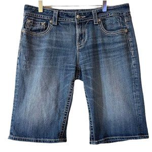 Miss Me Shorts Size 31 Womens Easy Bermuda Denim Mid Rise Crystals Bling Studs